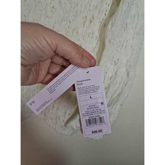 NWT Wild Fable Knit Sweater Top Blouse Business Casual Sheer White Size Large - Picture 5 of 6